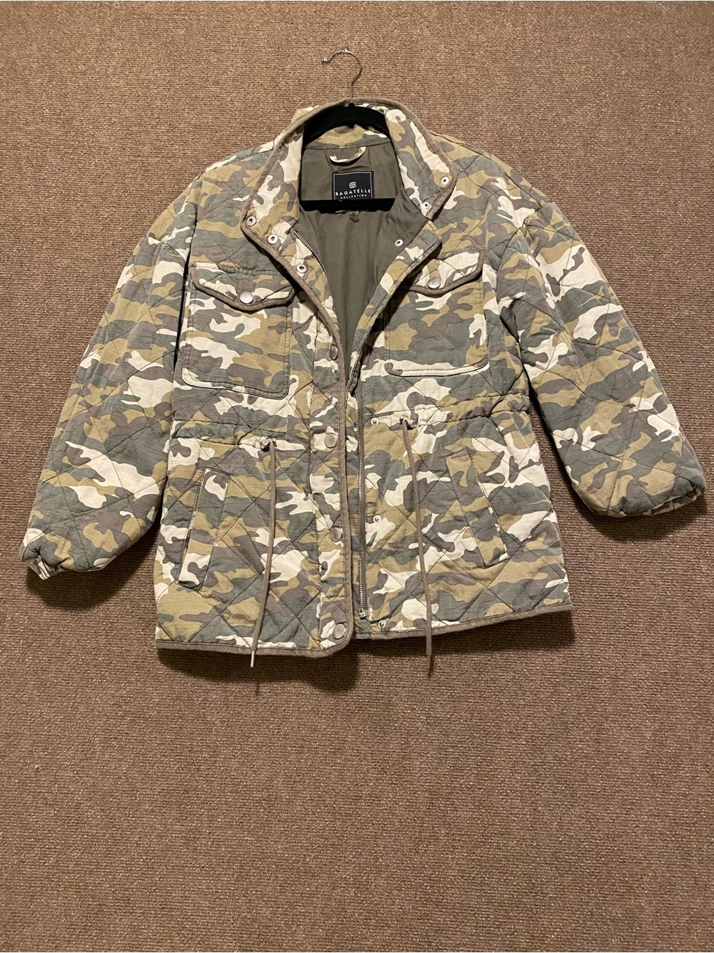 Bagatelle Quilted Camo Utility Jacket Green Size M FLAW * * ( SEE DESCRIPTION)